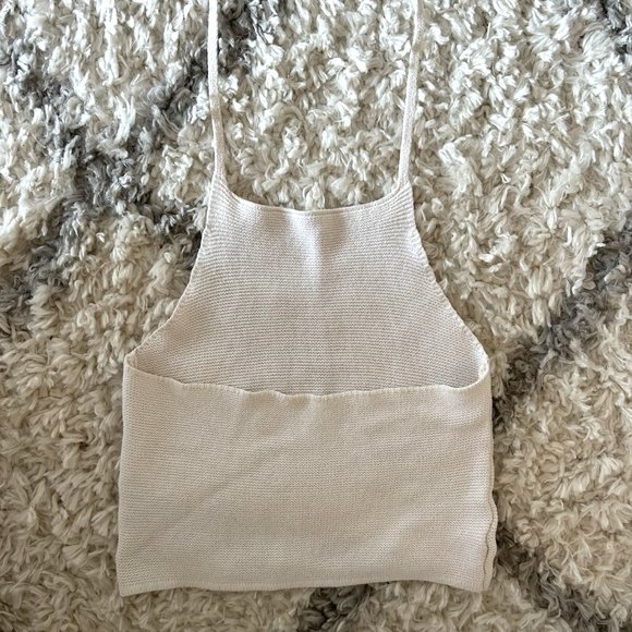 Brandy Melville White Knit Crochet Halter Top - Picture 3 of 3